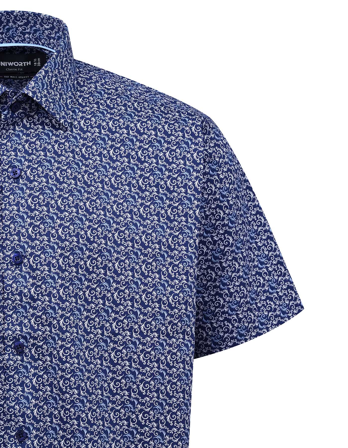Printed Navy Smart Fit Shirt FS818SH-15.5