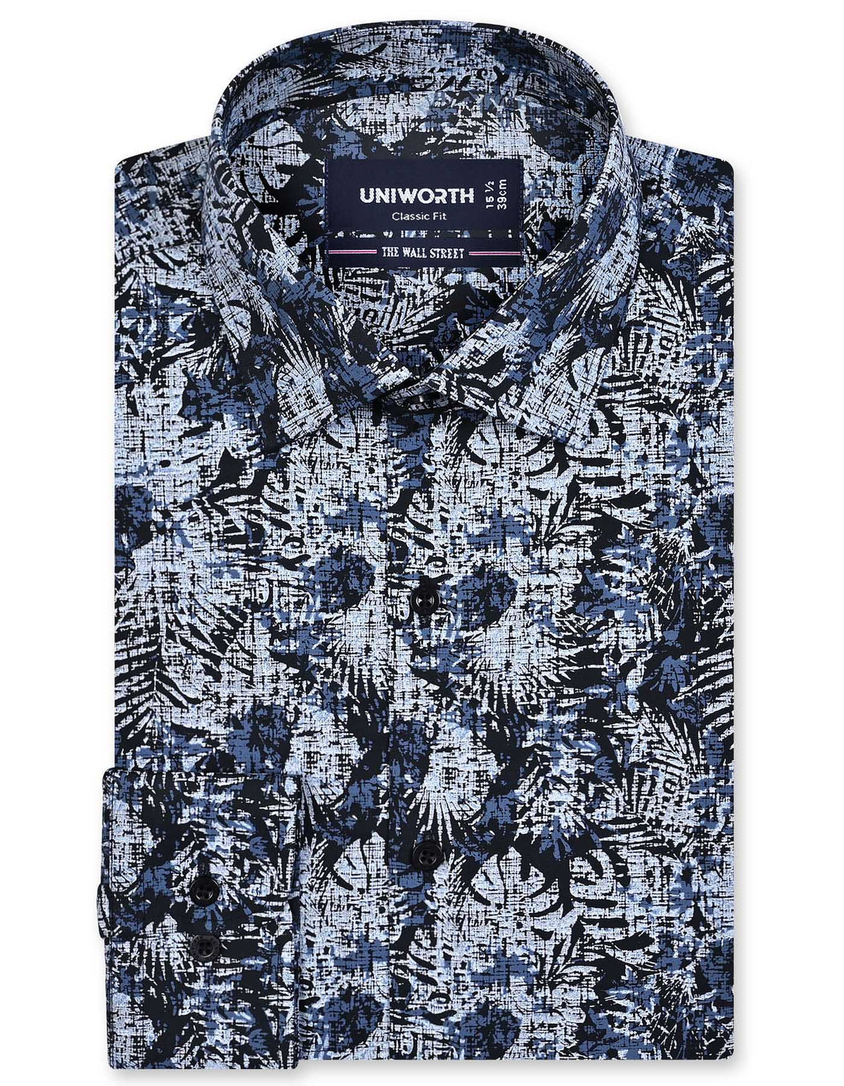 Printed Grey Classic Fit Shirt FS834RF-14.5