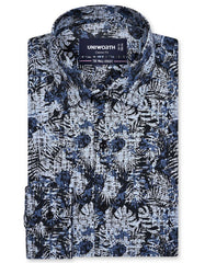 Printed Grey Classic Fit Shirt FS834RF-14.5