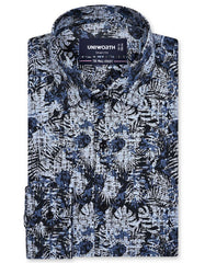 Printed Grey Tailored Smart Fit Shirt FS834SF-14.5