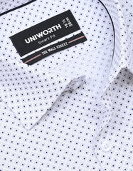 Printed White Smart Fit Shirt FS836SH-15
