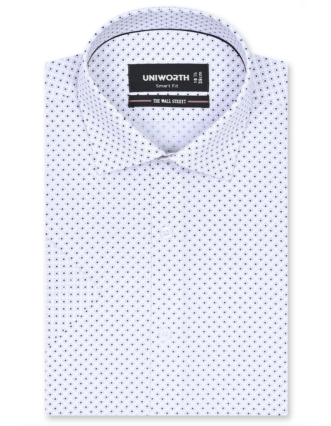 Printed White Smart Fit Shirt FS836SH-14.5