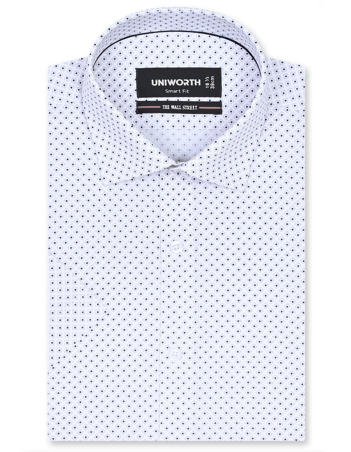 Printed White Smart Fit Shirt FS836SH-14.5