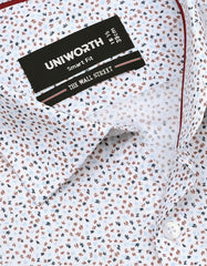 Printed White Classic Fit Shirt FS838RH-15