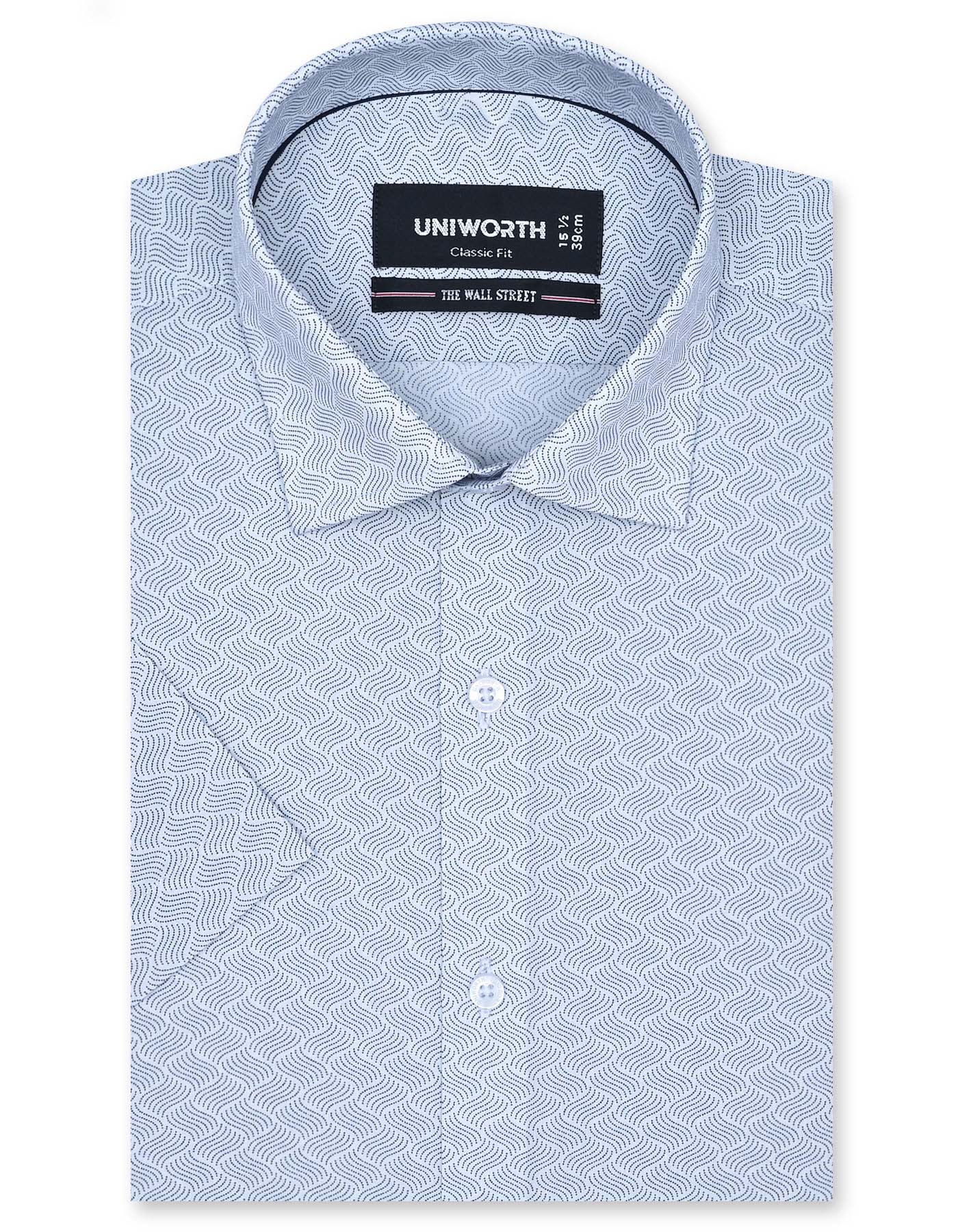 Printed White Classic Fit Shirt FS841RH-14.5