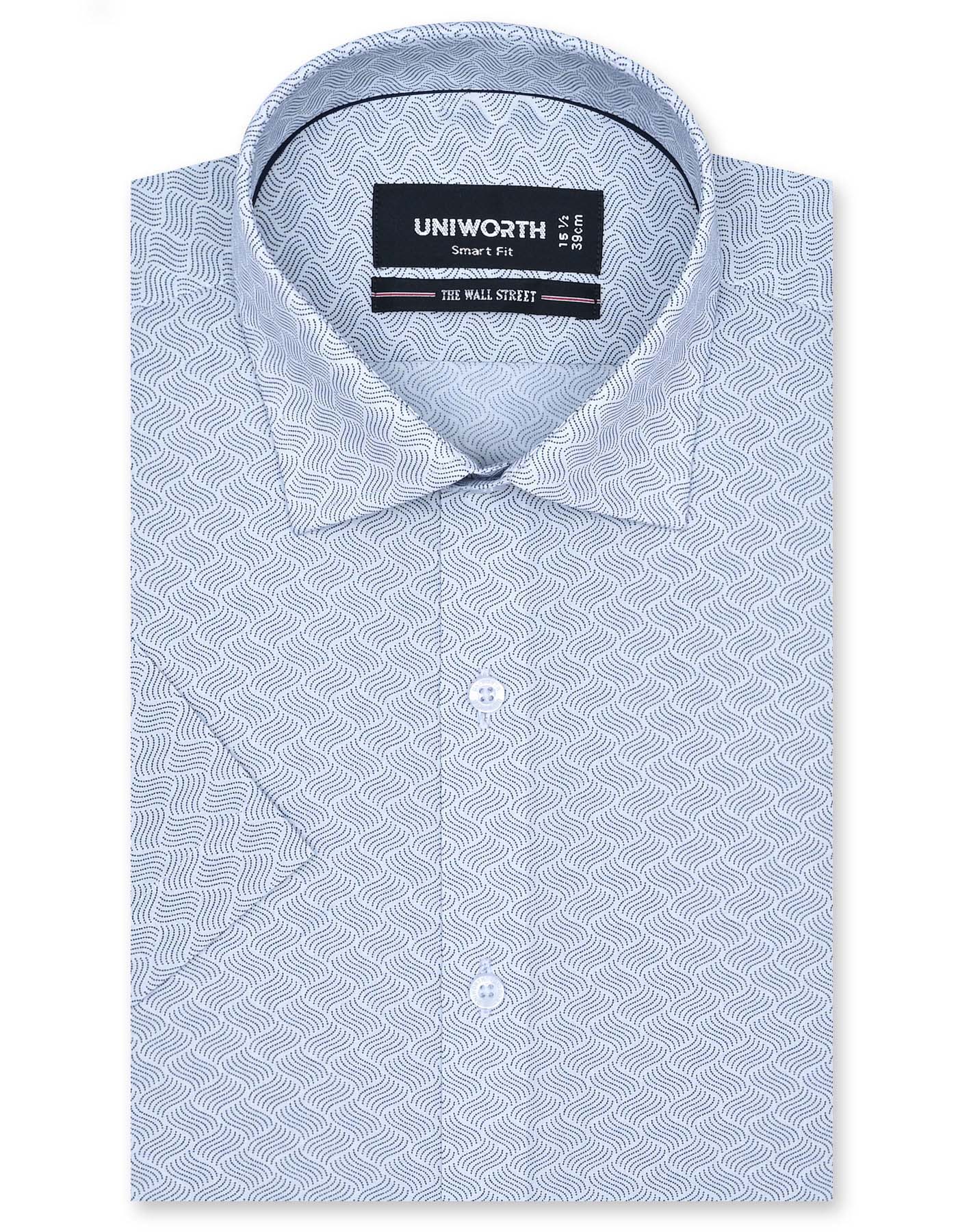 Printed White Smart Fit Shirt FS841SH-14.5