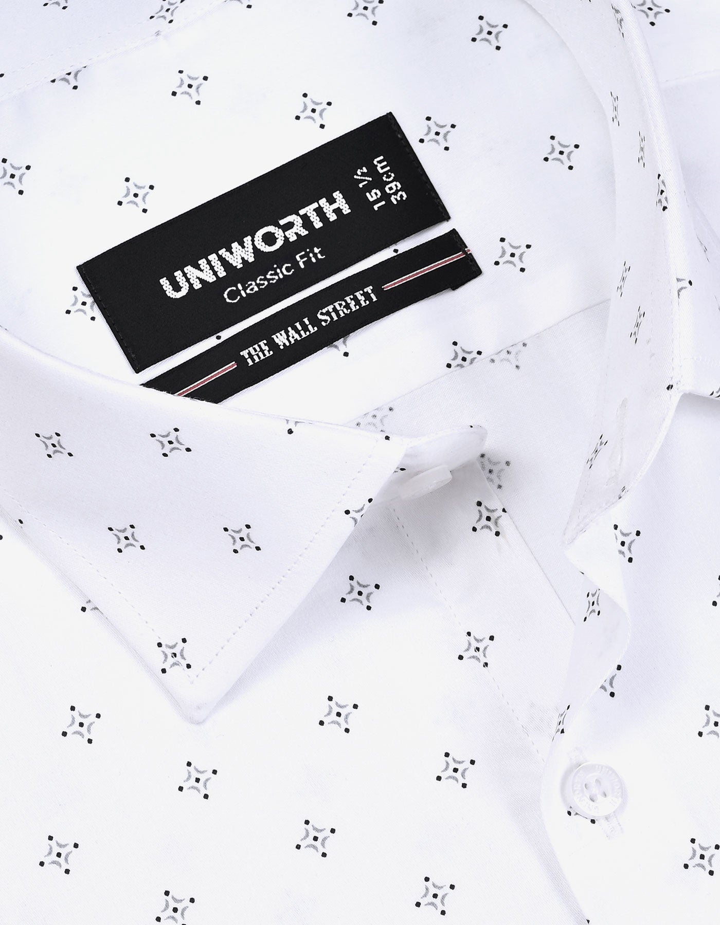 Printed White Classic Fit Shirt FS846RF-15