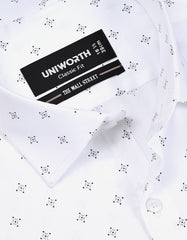 Printed White Classic Fit Shirt FS846RF-15