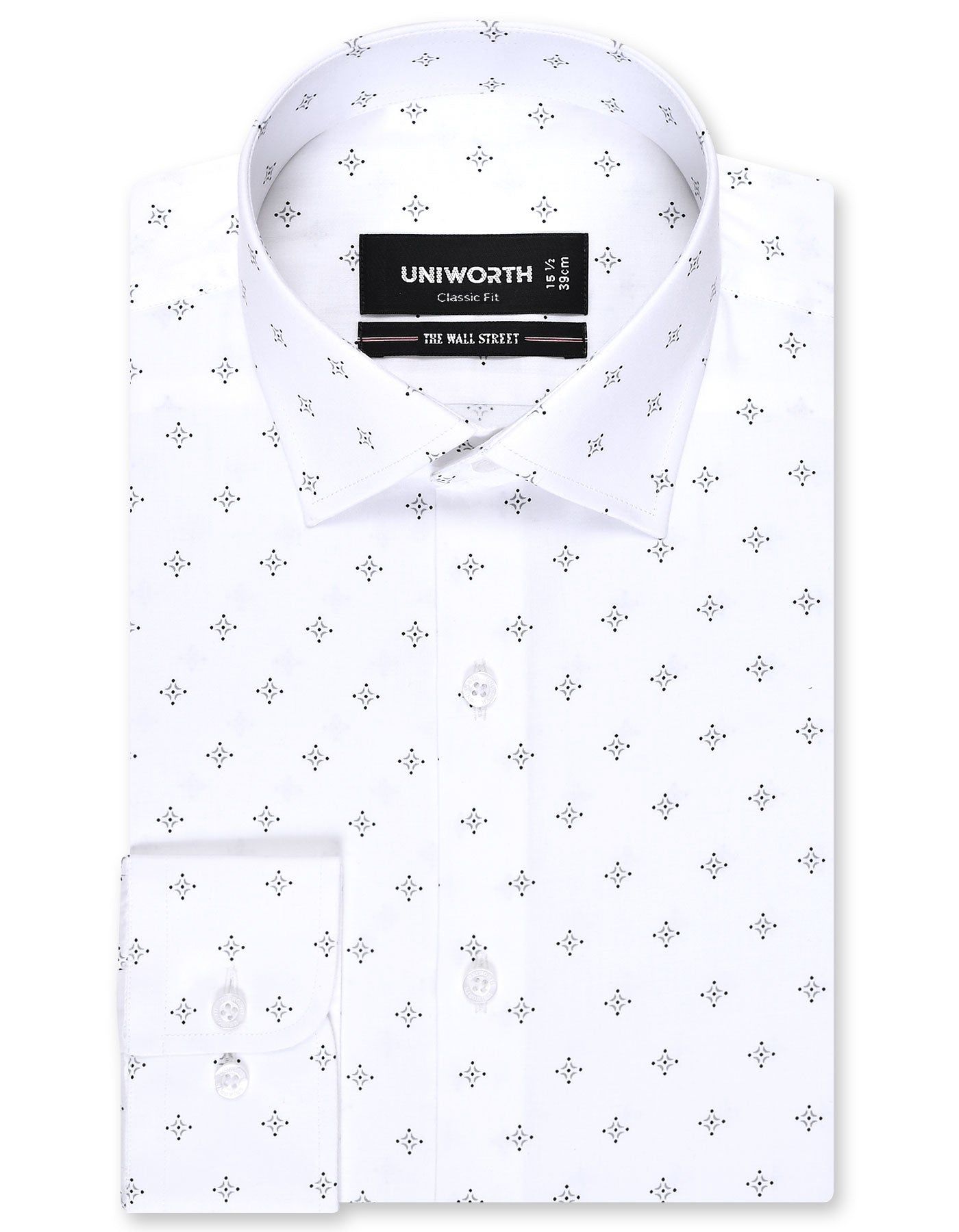 Printed White Classic Fit Shirt FS846RF-14.5