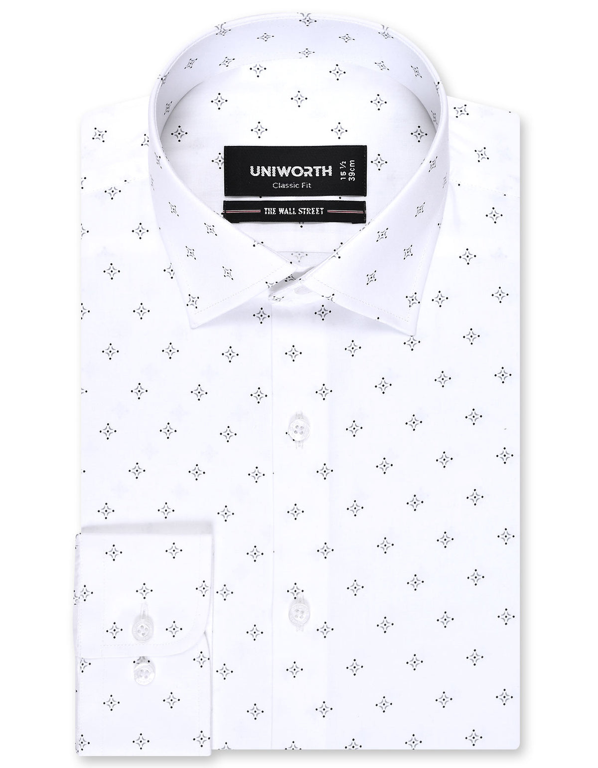 Printed White Classic Fit Shirt FS846RF-14.5