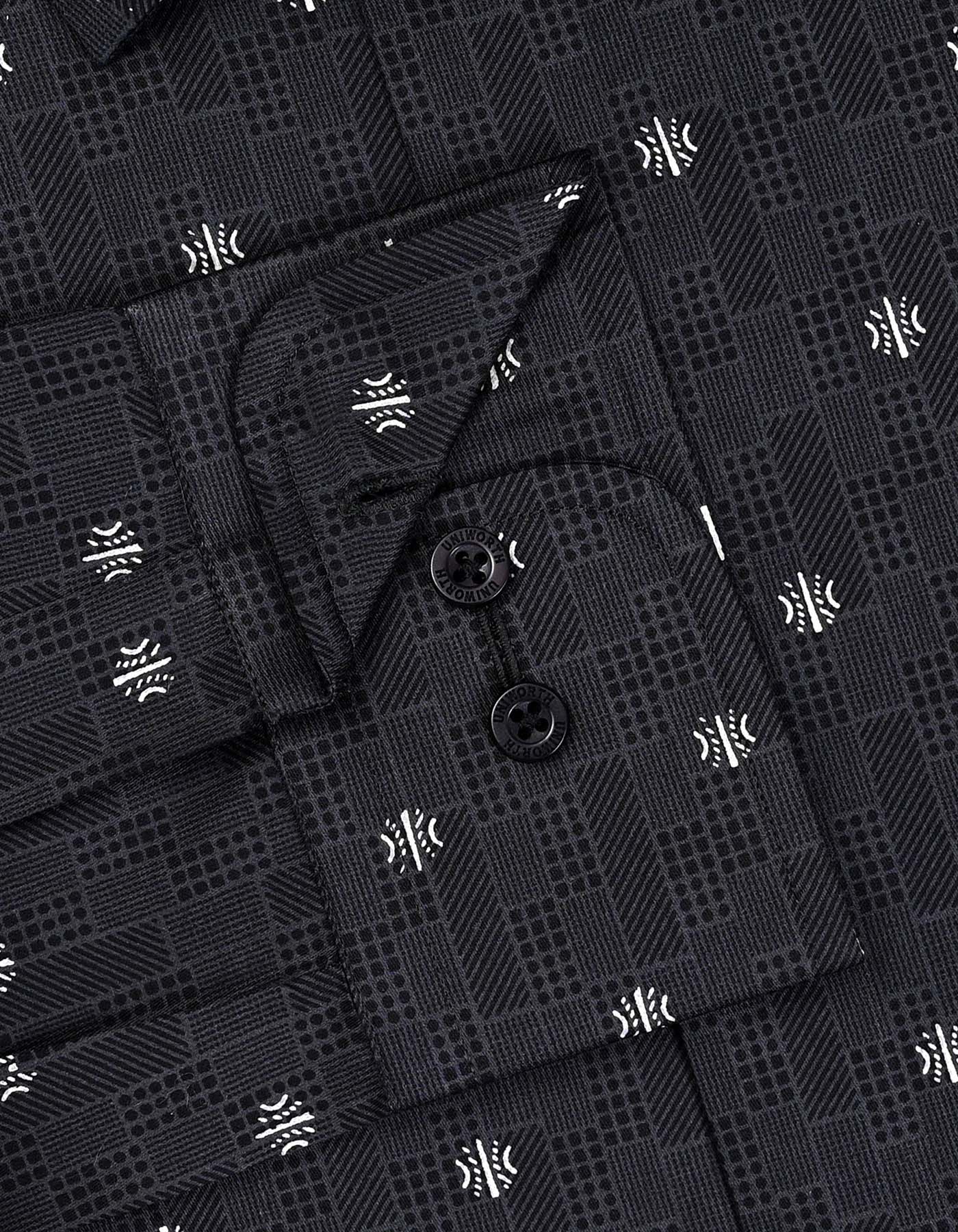 Printed D Grey Tailored Smart Fit Shirt FS847SF-15.5
