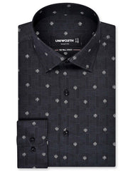 Printed D Grey Tailored Smart Fit Shirt FS847SF-14.5