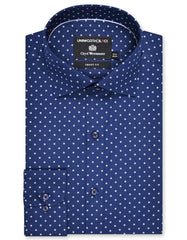 Printed Navy Tailored Smart Fit Shirt FS848SF-14.5