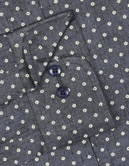 Printed D Grey Classic Fit Shirt FS849-1RF-15.5