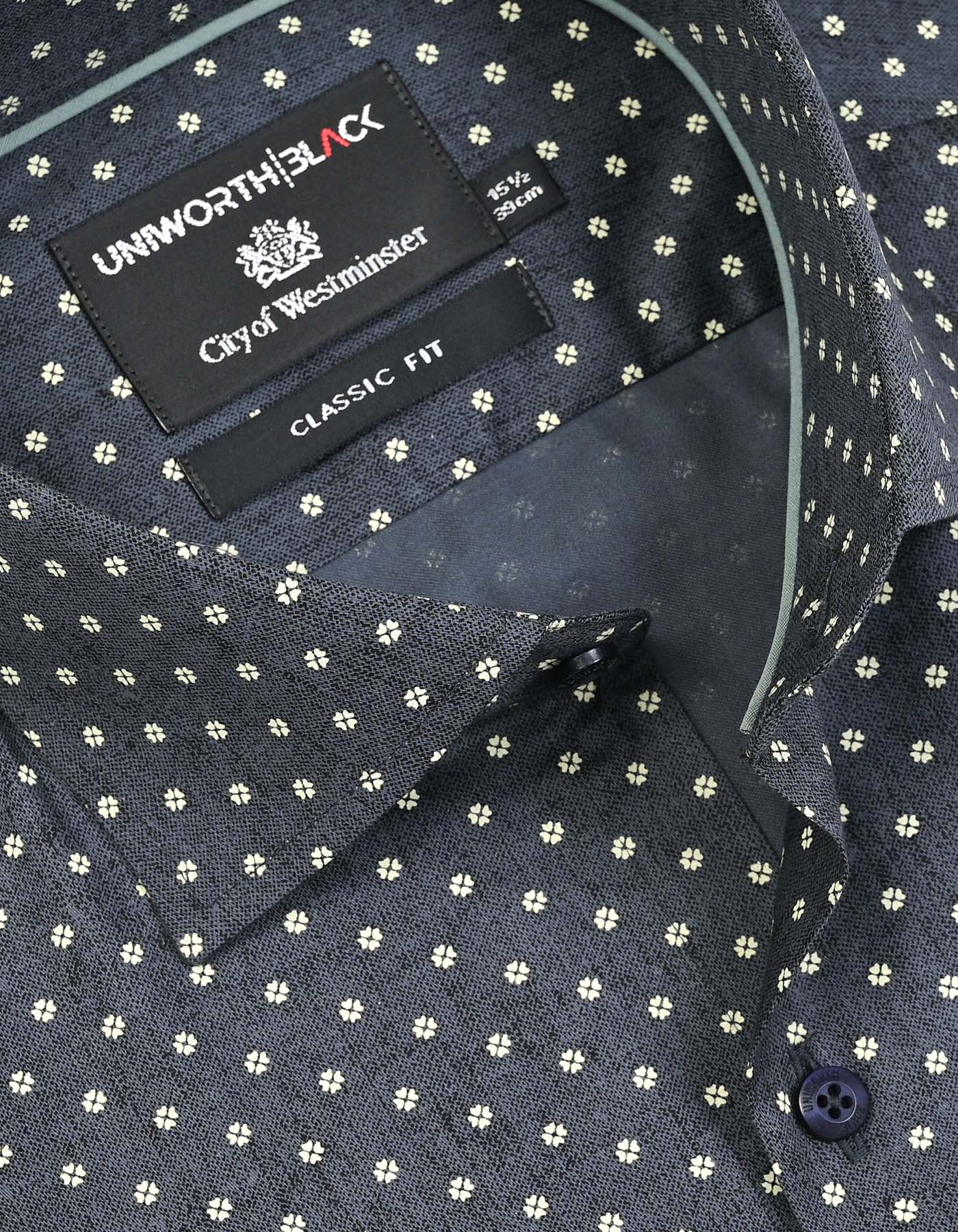 Printed D Grey Classic Fit Shirt FS849-1RF-15