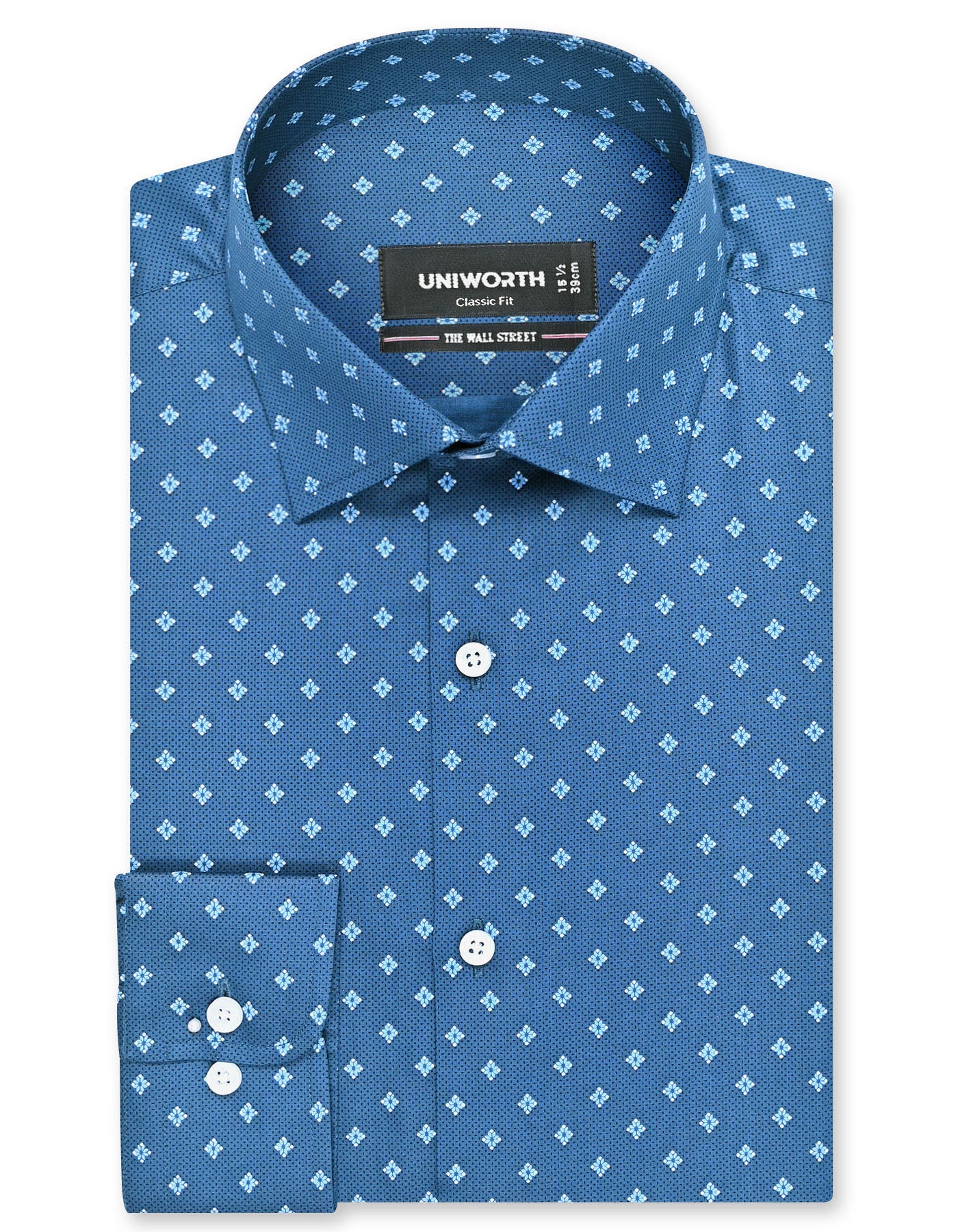 Printed Blue Classic Fit Shirt FS852-1RF-14.5