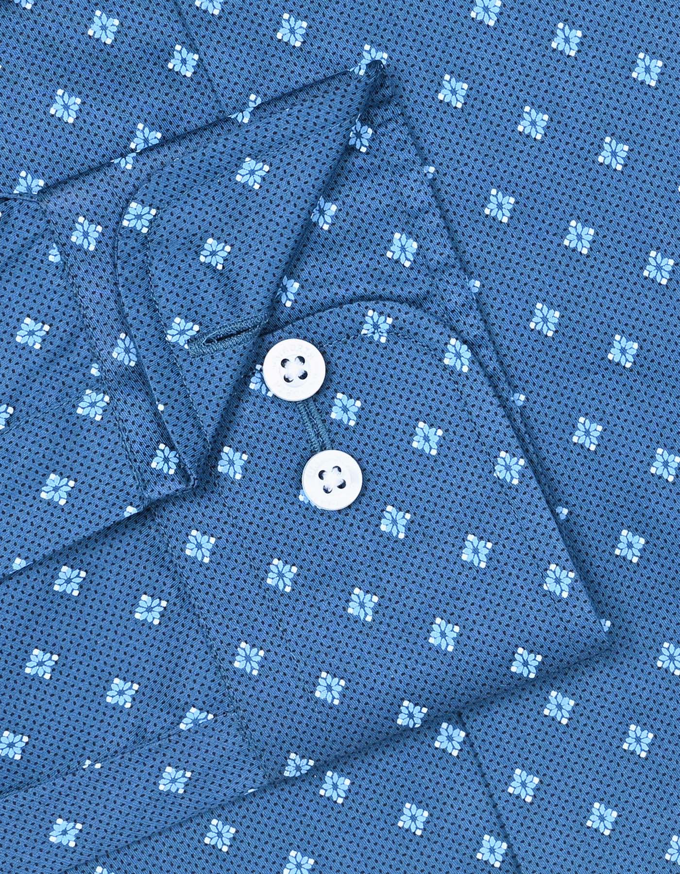 Printed Blue Tailored Smart Fit Shirt FS852-1SF-15.5