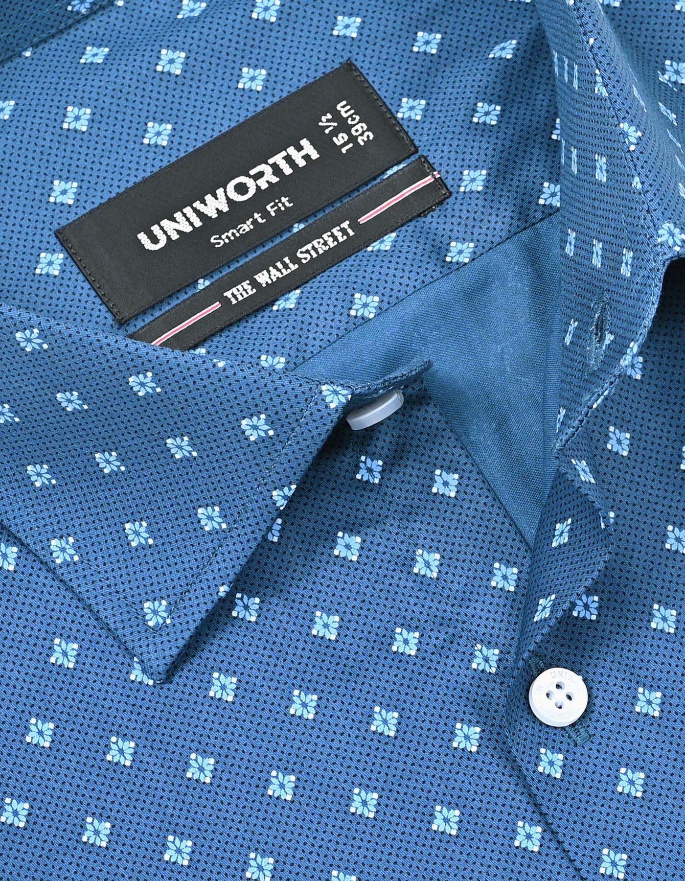Printed Blue Tailored Smart Fit Shirt FS852-1SF-15