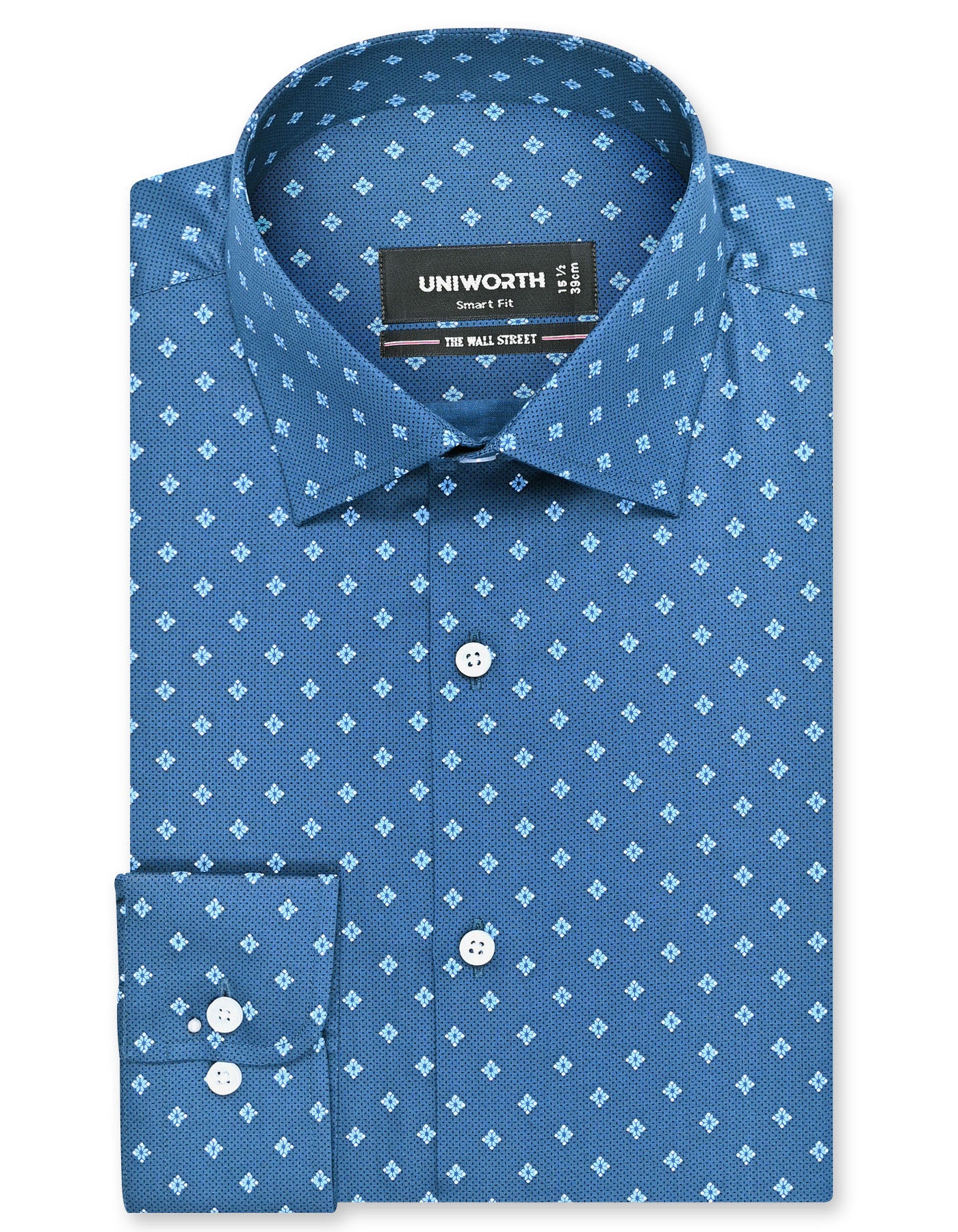 Printed Blue Tailored Smart Fit Shirt FS852-1SF-14.5