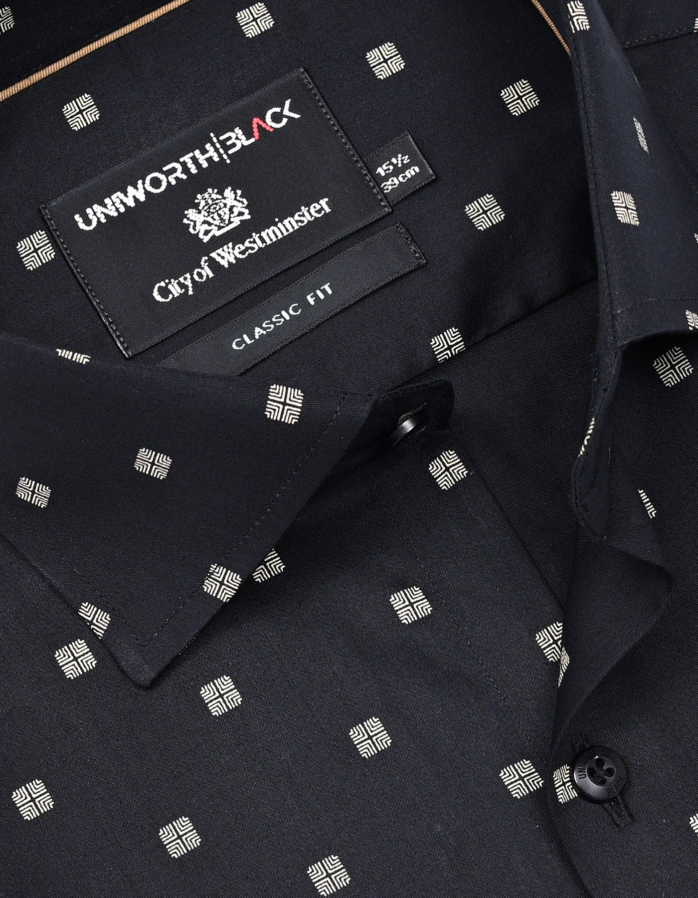 Printed Black Classic Fit Shirt FS855-1RF-15