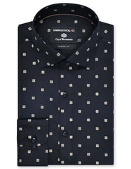 Printed Black Classic Fit Shirt FS855-1RF-14.5