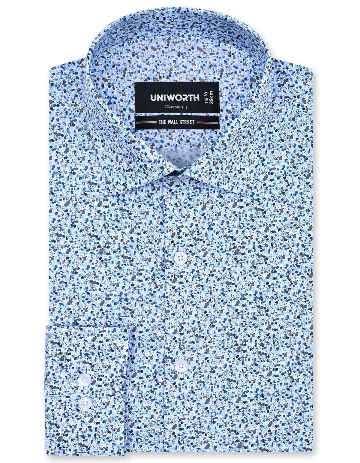 Printed Navy Classic Fit Shirt FS858-1RF-14.5