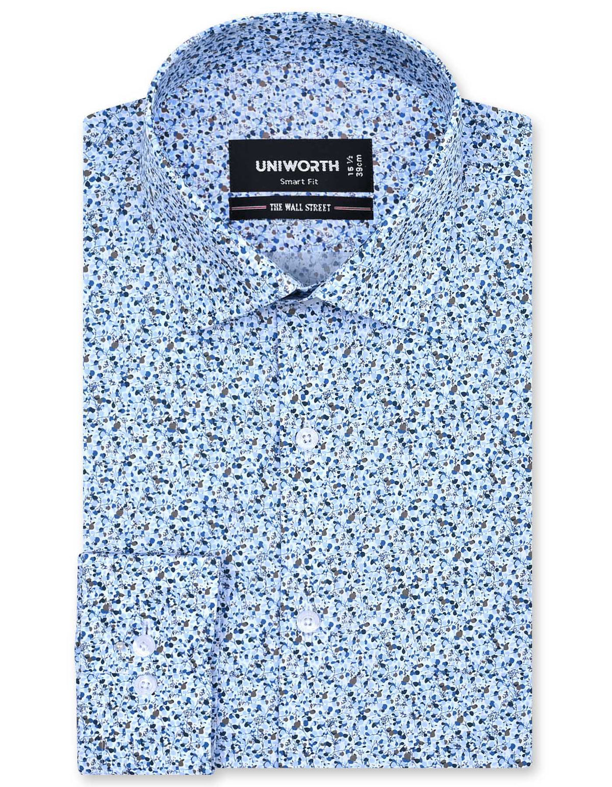 Printed Navy Tailored Smart Fit Shirt FS858-1SF-14.5