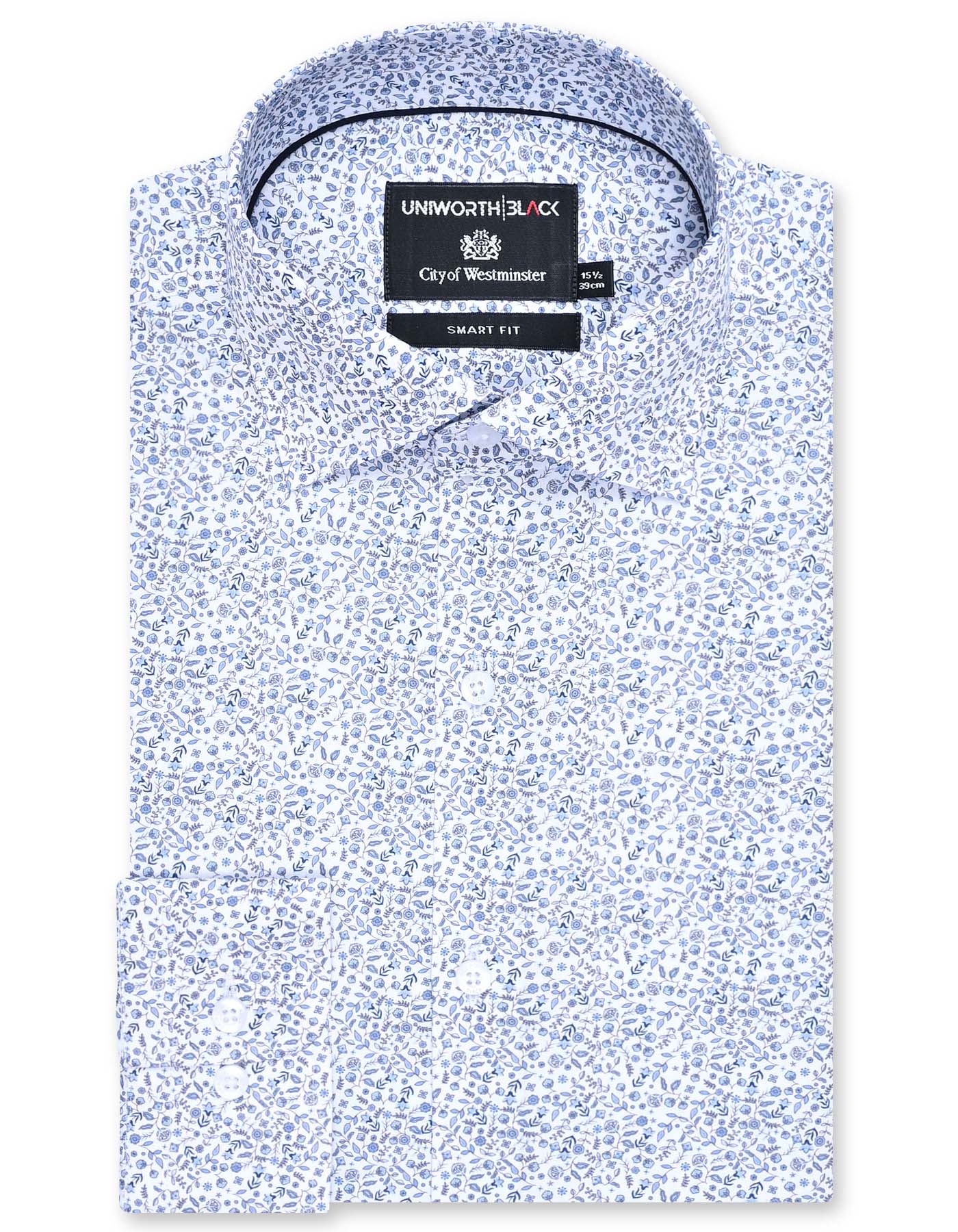 Printed L Blue Tailored Smart Fit Shirt FS859-1SF-14.5