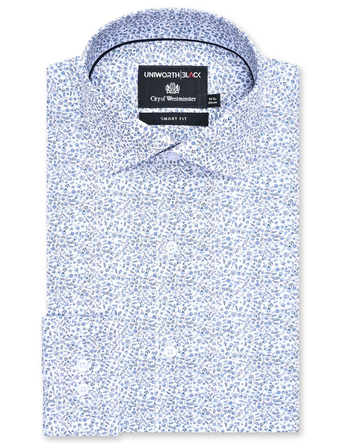 Printed L Blue Tailored Smart Fit Shirt FS859-1SF-14.5