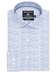 Printed L Blue Tailored Smart Fit Shirt FS859-1SF-14.5