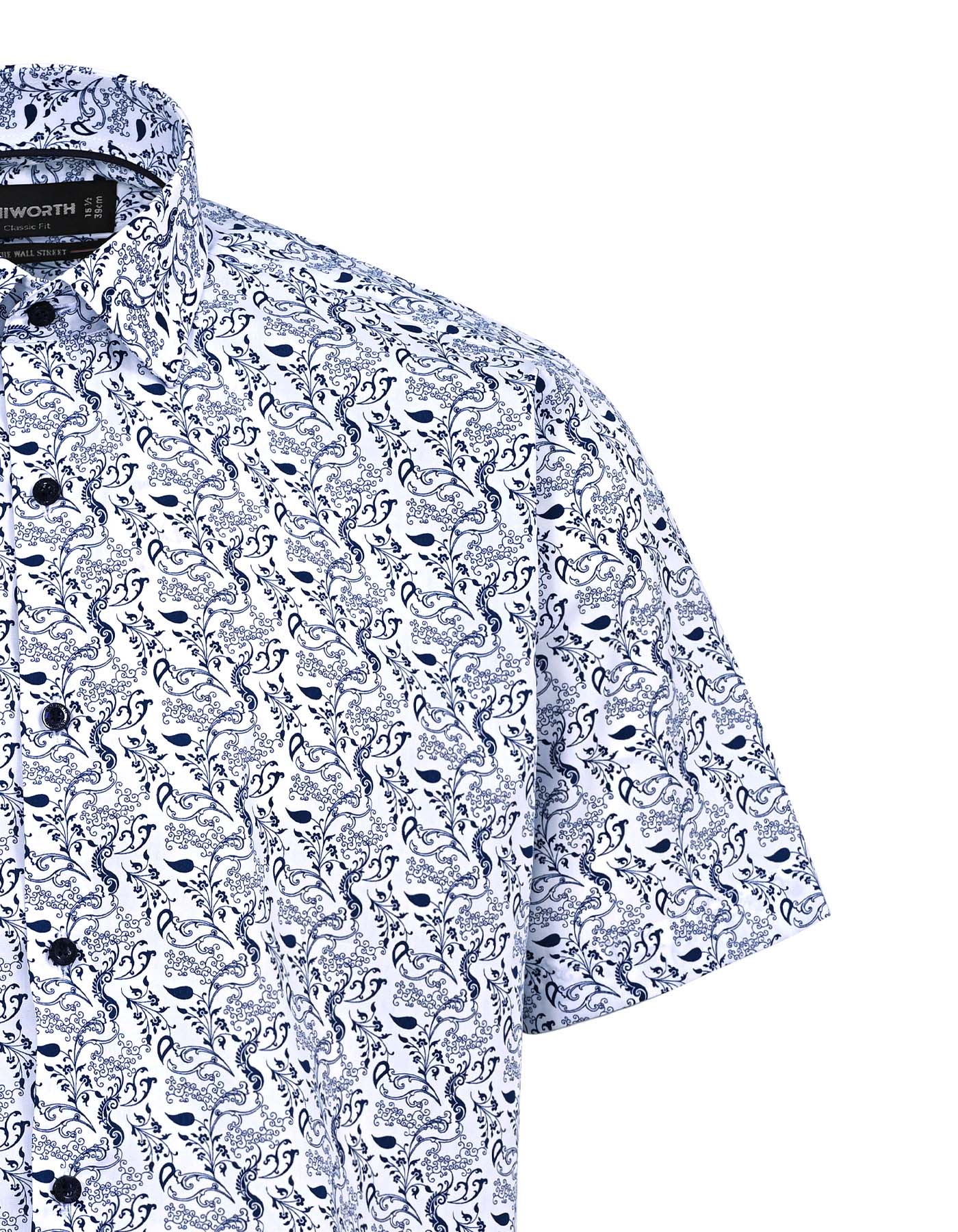 Printed Navy Classic Fit Shirt FS862RH-15.5
