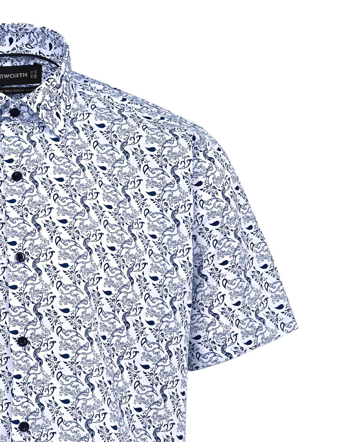 Printed Navy Tailored Smart Fit Shirt FS862SH-15.5