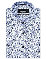 Printed Navy Tailored Smart Fit Shirt FS862SH-14.5