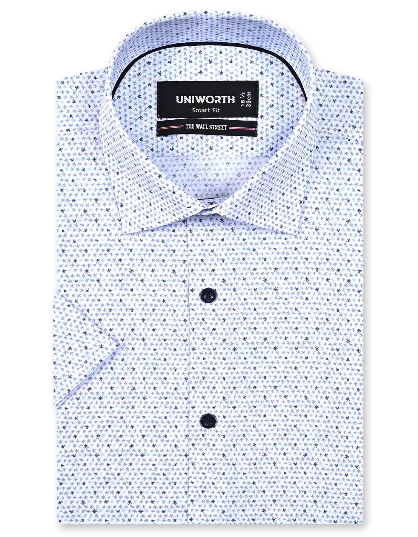 Printed Grey Tailored Smart Fit Shirt FS864SH-14.5