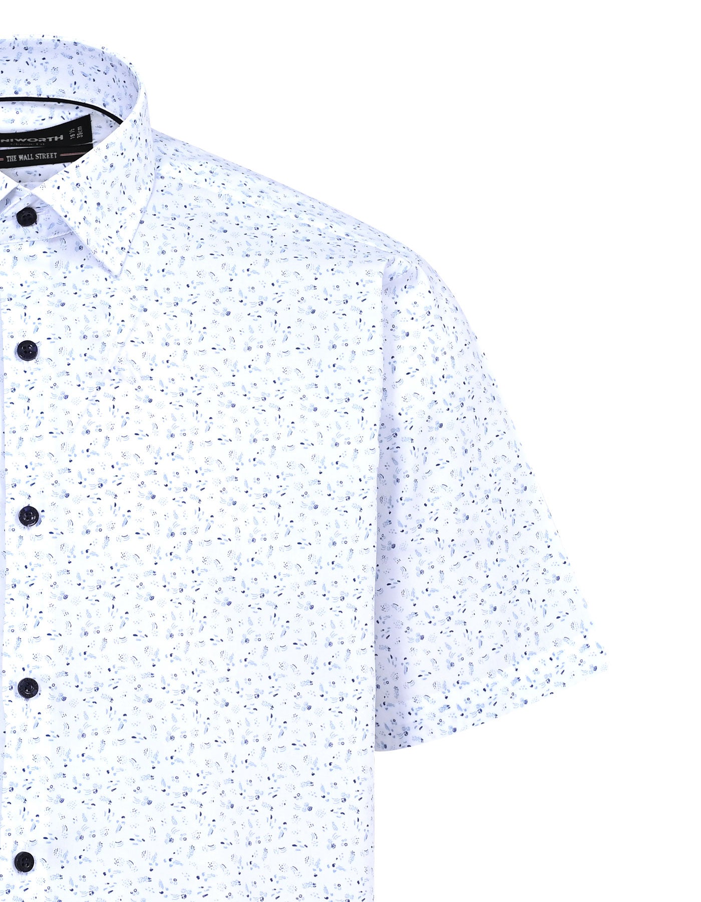 Printed Blue Tailored Smart Fit Shirt FS865-1SH-15.5