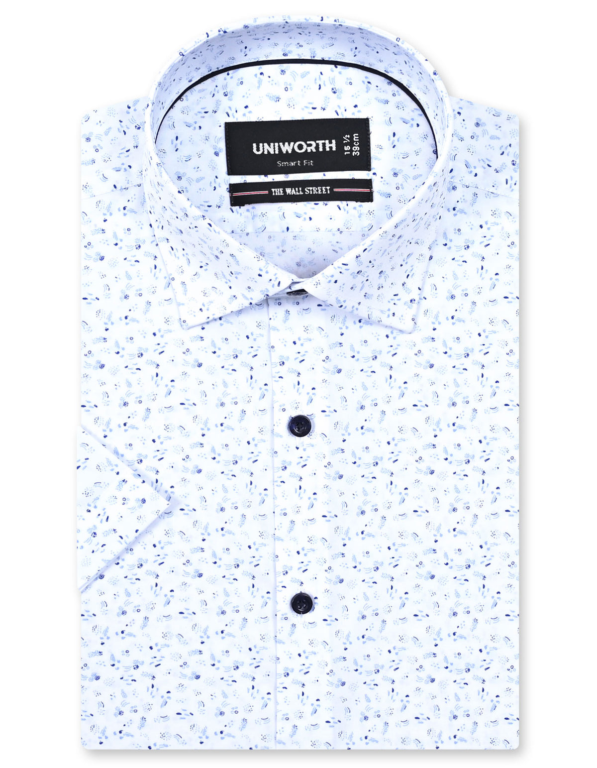 Printed Blue Tailored Smart Fit Shirt FS865-1SH-14.5