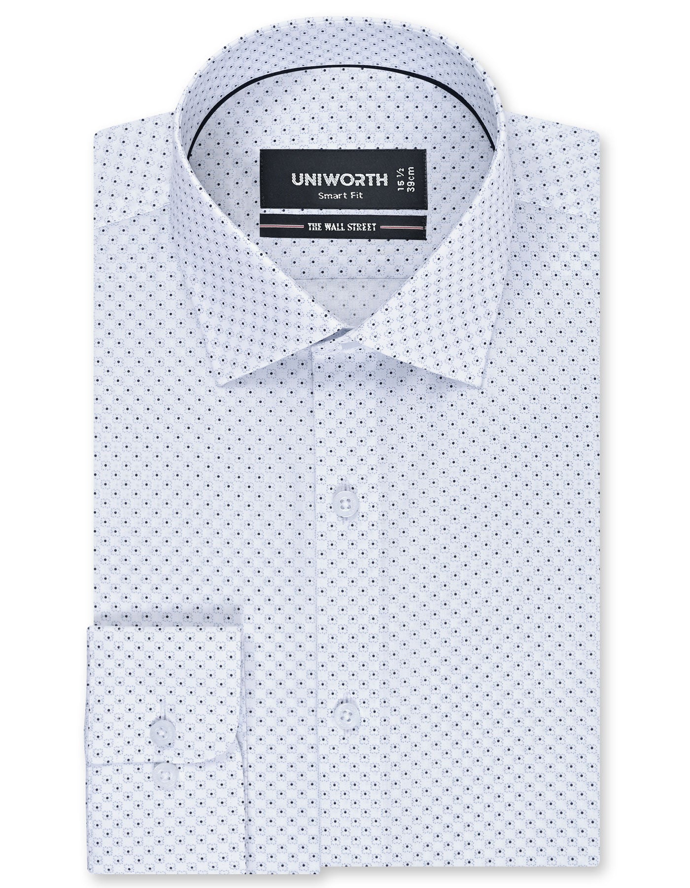 Printed Navy Tailored Smart Fit Shirt FS872-1SF-14.5