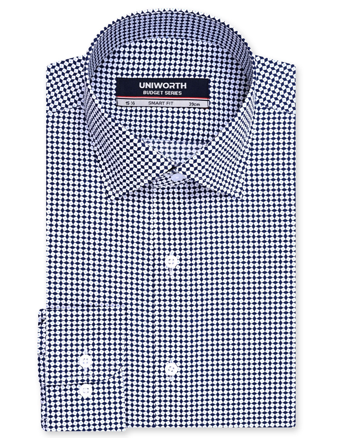 Printed Navy Tailored Smart Fit Shirt FS926SF-14.5
