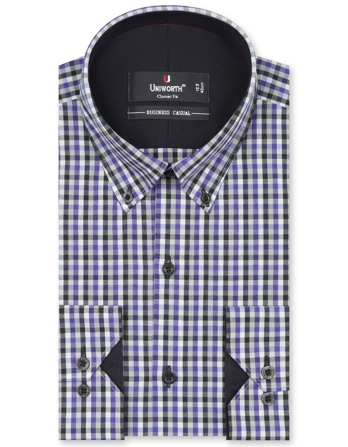 Check Black/Purple Classic Fit Shirt FS968RF-14.5