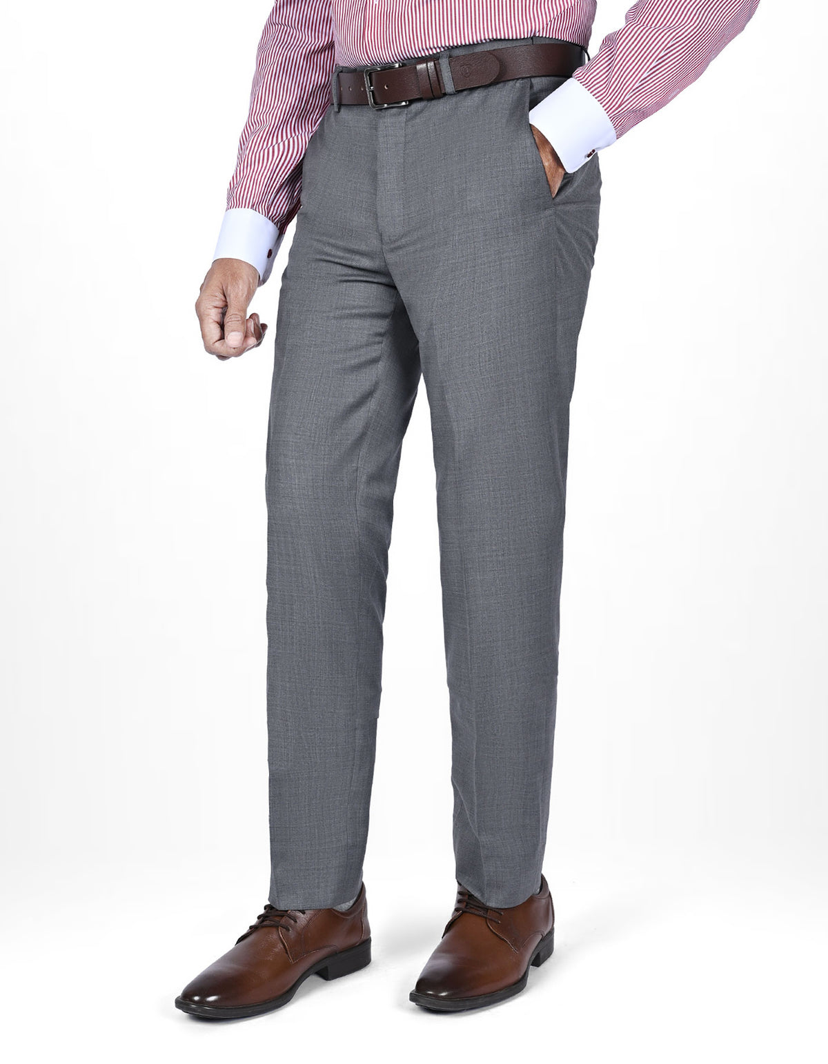 Grey Plain Formal Trouser Tailored Smart Fit FT2613-4S-30
