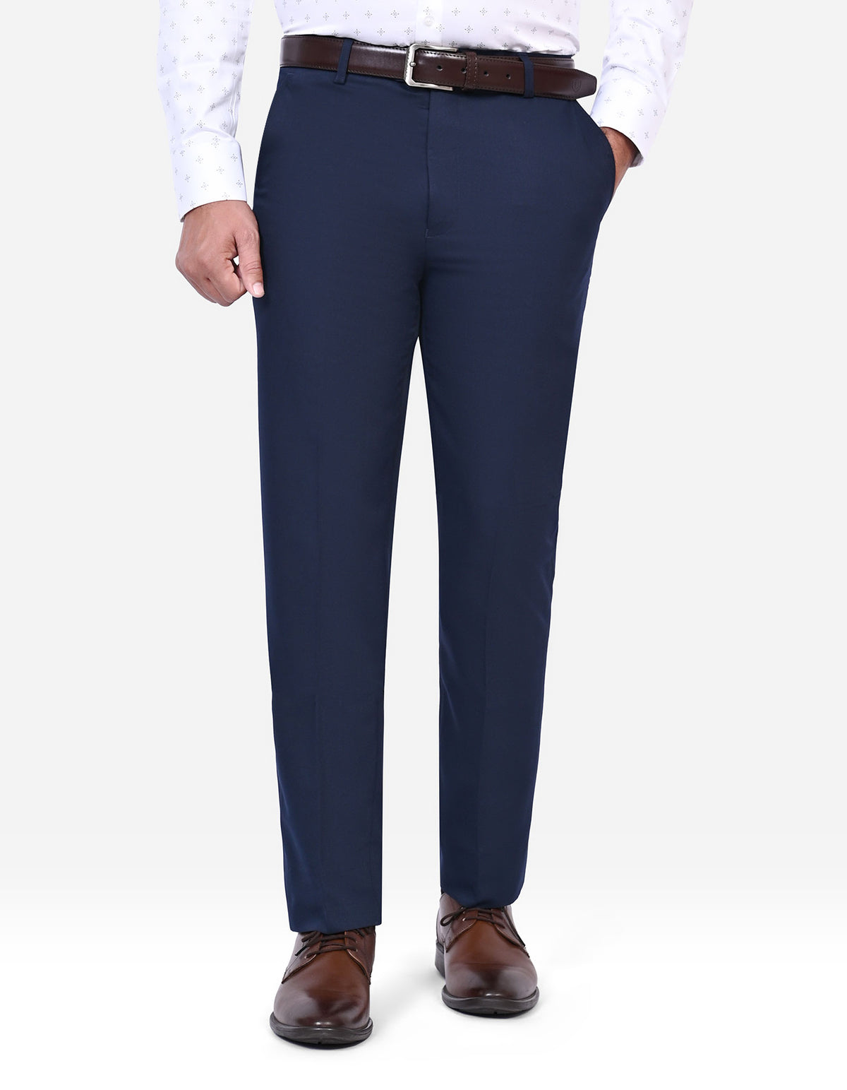 Navy Plain Formal Trouser Tailored Smart Fit FT445-7S-30