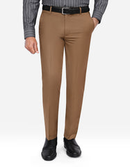 L Brown Plain Classic Fit Formal Trouser