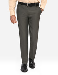 D Olive Plain Smart Fit Formal Trouser