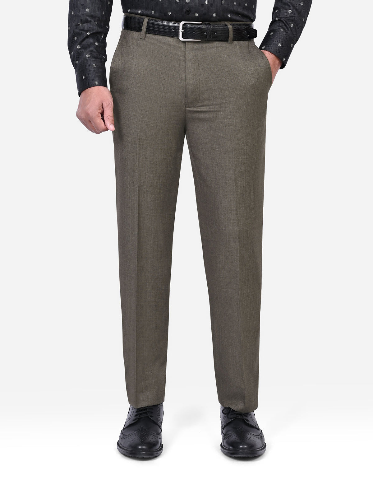L Olive Texture Formal Trouser Smart Fit FT510-1S-30