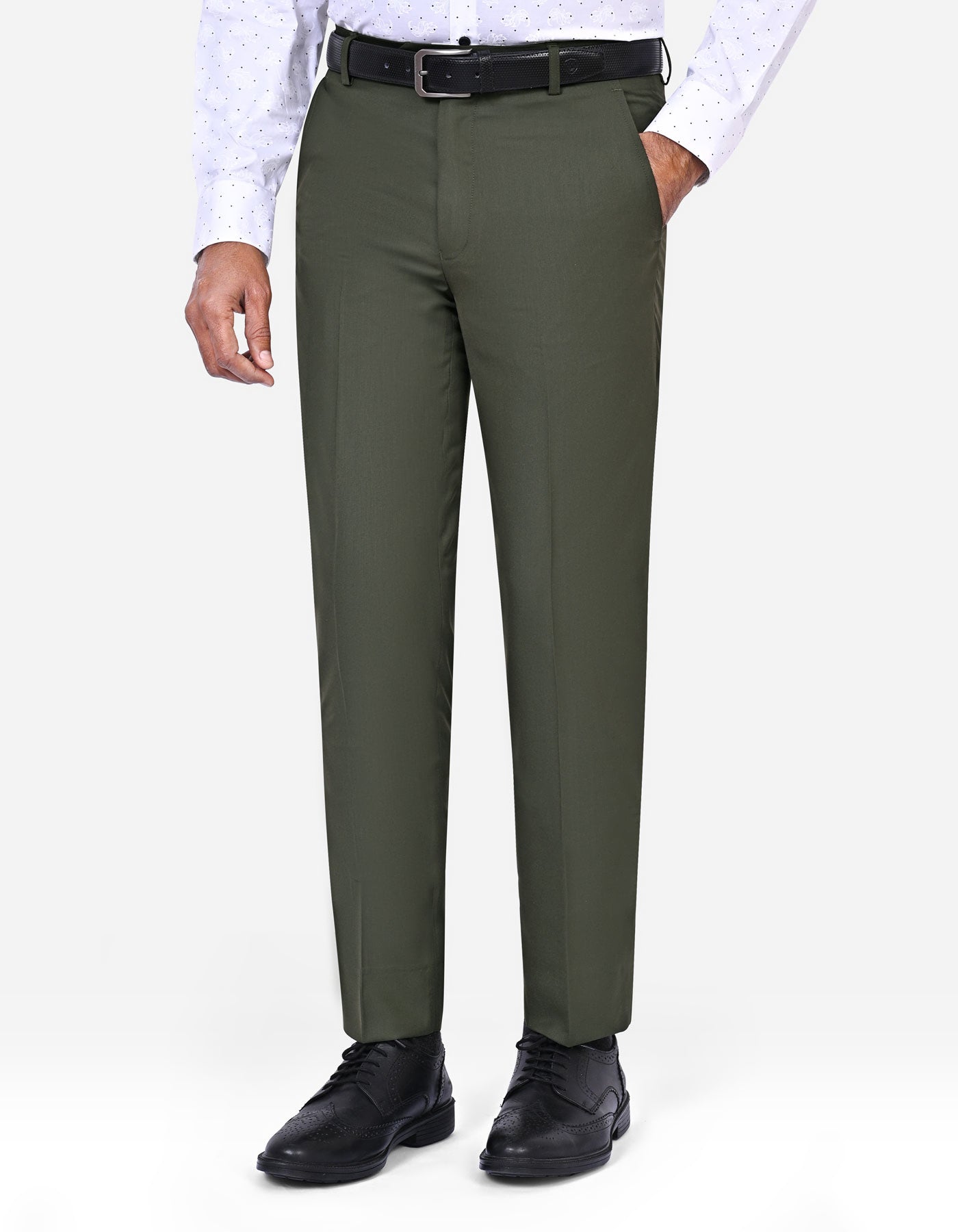 Olive Plain Formal Trouser Classic Fit FT521-1C-30