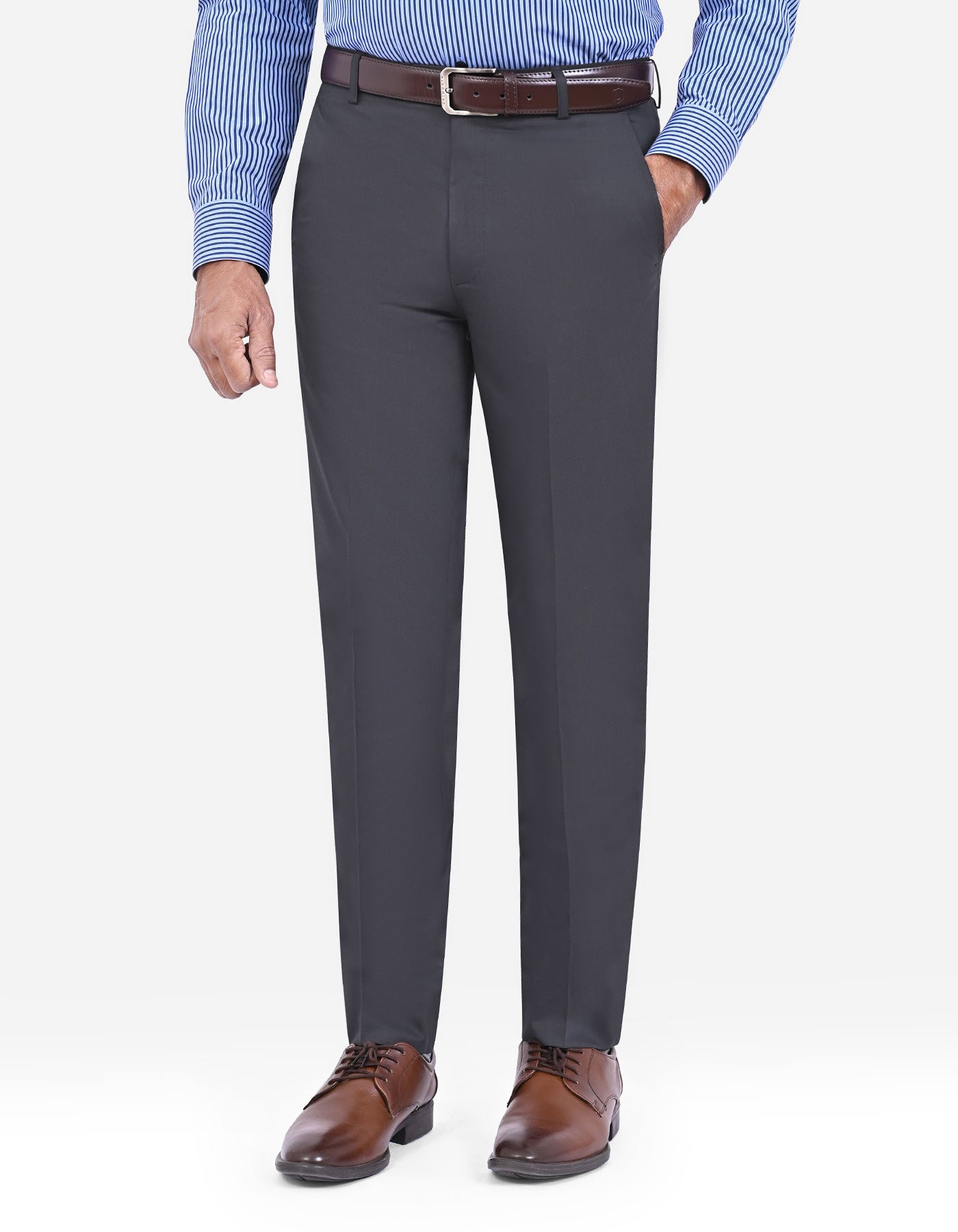 Charcoal Plain Formal Trouser Tailored Smart Fit FT574-3S-32