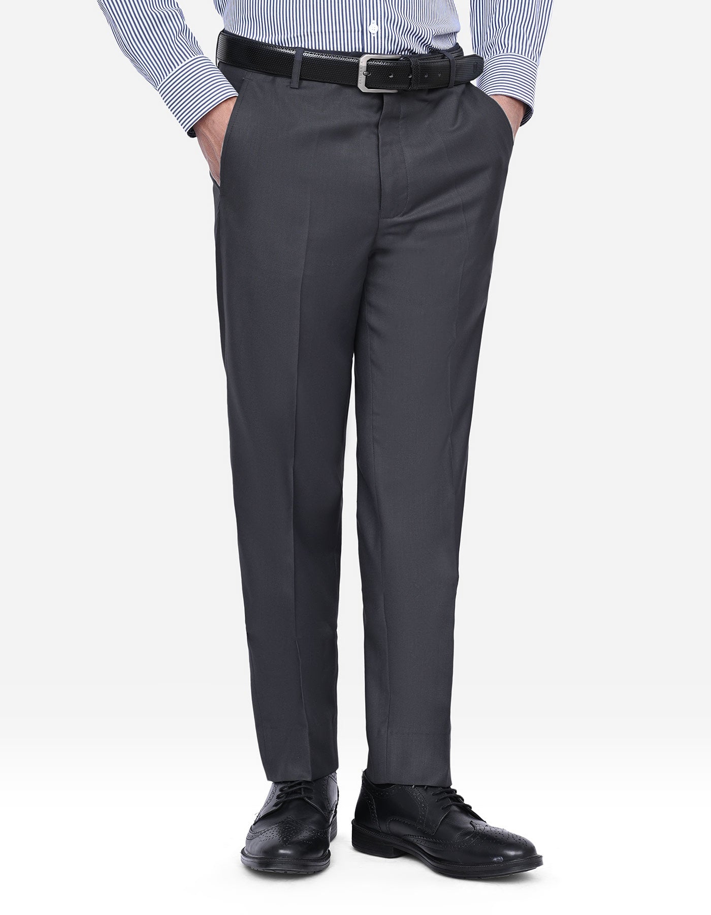 D Charcoal Plain Formal Trouser Smart Fit FT577S-30