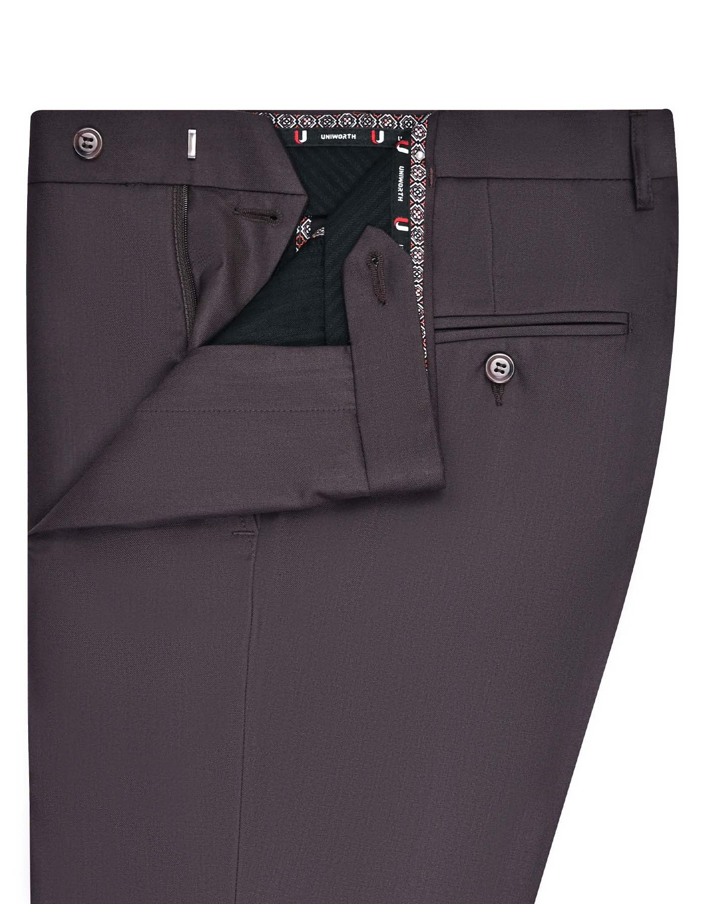 Chocolate Plain Formal Trouser Tailored Smart Fit FT579S-32