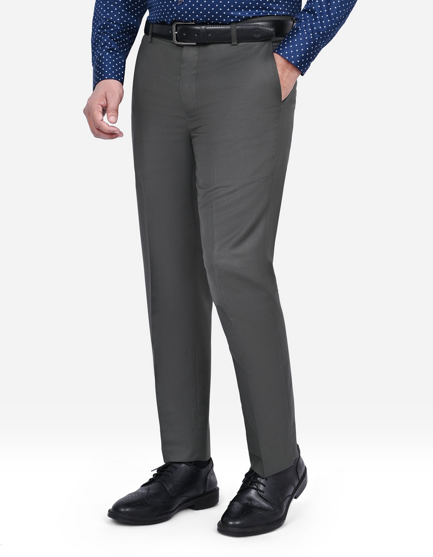D Olive Plain Formal Trouser Classic Fit FT585C-30