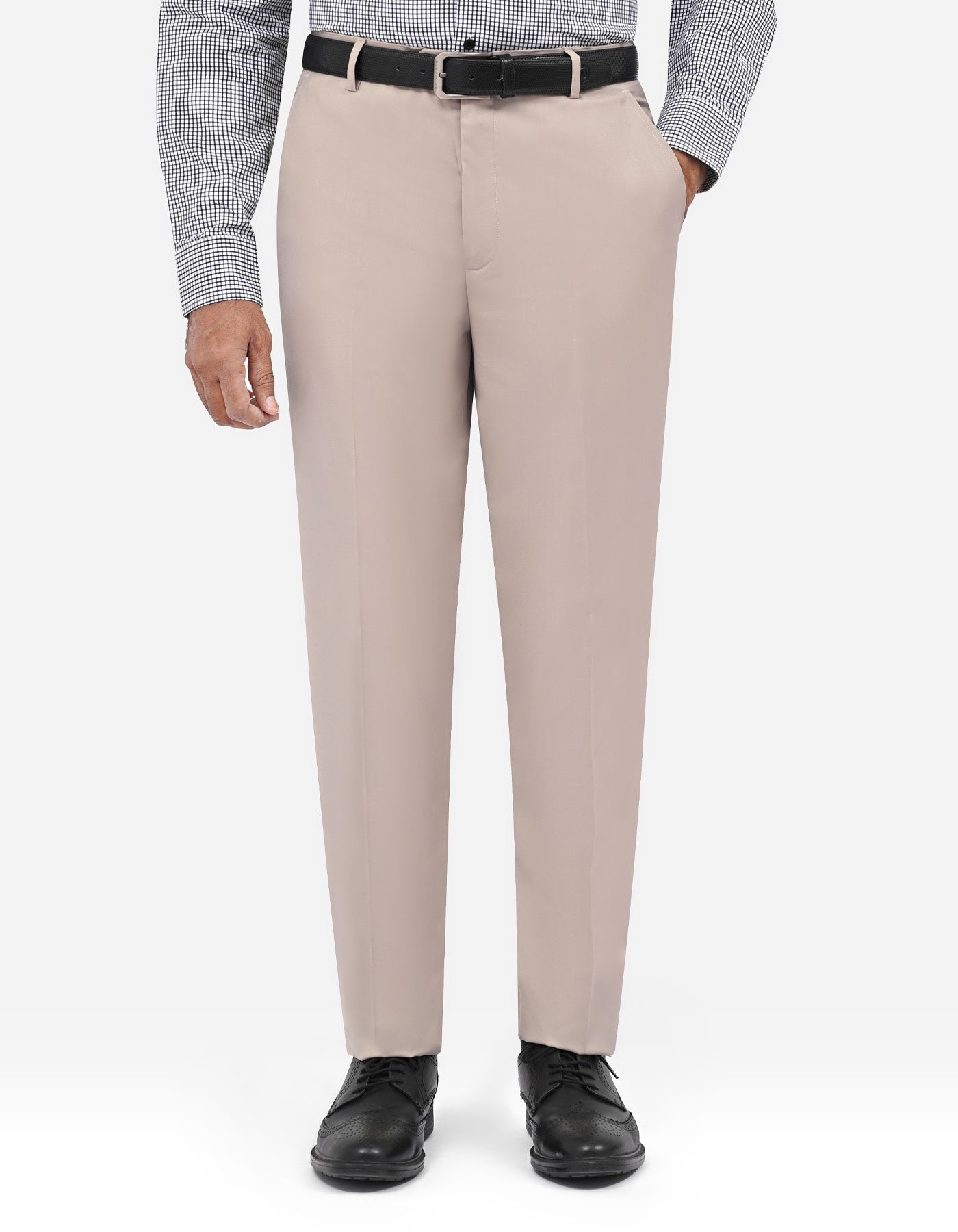 Beige Plain Formal Trouser Tailored Smart Fit FT610-1S-30
